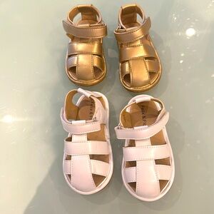 Felix & Flora gladiator sandals. 2 pairs Gold and white